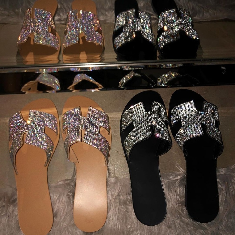 Last Size 6 💎Nude Rhinestone Embellished Sandals - Picture 7 of 8
